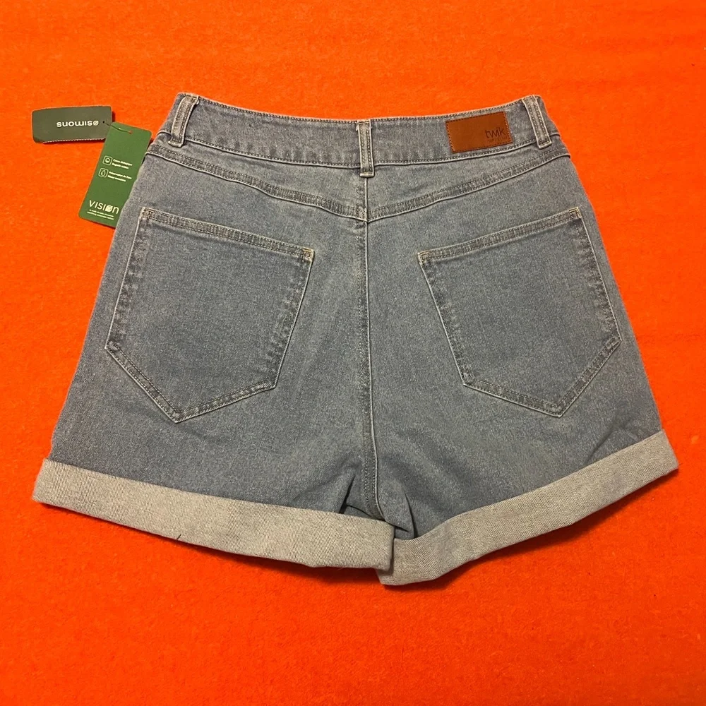 Retro eco-friendly organic and recycled cotton denim high waist mom shorts NWT - Picture 9 of 11